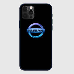 Чехол для iPhone 12 Pro Max Nissan logo neon, цвет: 3D-черный