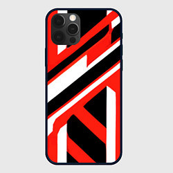 Чехол для iPhone 12 Pro Max Чёрно-красные полосы на белом фоне, цвет: 3D-черный