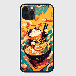 Чехол iPhone 12 Pro Max The cat eats ramen