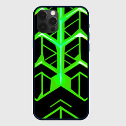 Чехол iPhone 12 Pro Max Green lines on a black background