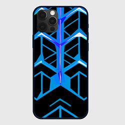 Чехол для iPhone 12 Pro Max Blue lines on a black background, цвет: 3D-черный