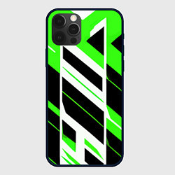 Чехол iPhone 12 Pro Max Black and green stripes on a white background