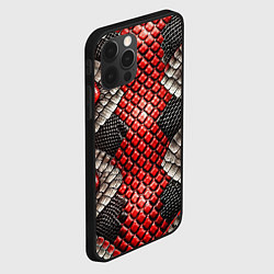 Чехол для iPhone 12 Pro Max Змеиная объемная текстурная красная шкура, цвет: 3D-черный — фото 2