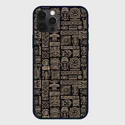Чехол для iPhone 12 Pro Max Африканский монохромный орнамент, цвет: 3D-черный
