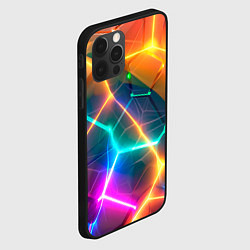 Чехол для iPhone 12 Pro Max Яркий градиент в разломленных плитах с желтым свет, цвет: 3D-черный — фото 2