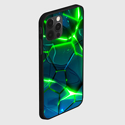 Чехол для iPhone 12 Pro Max Неоновые яркие зеленые разломленные плиты со свето, цвет: 3D-черный — фото 2