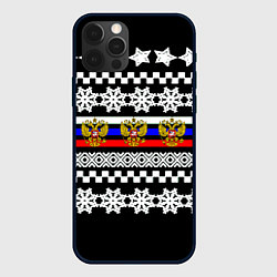 Чехол для iPhone 12 Pro Max Rusiia winter pattern, цвет: 3D-черный