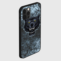 Чехол для iPhone 12 Pro Max Темно-синий злой волк на абстрактном фоне, цвет: 3D-черный — фото 2