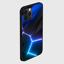 Чехол для iPhone 12 Pro Max Синяя абстракция с фиолетовыми плитами, цвет: 3D-черный — фото 2