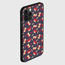 Чехол для iPhone 12 Pro Max Паттерн с птицами и перьями, цвет: 3D-черный — фото 2