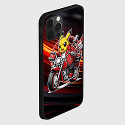Чехол для iPhone 12 Pro Max Пикачу байкер на мотоцикле, цвет: 3D-черный — фото 2