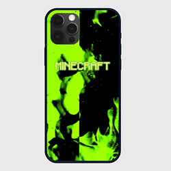 Чехол iPhone 12 Pro Max Minecraft green logo fire