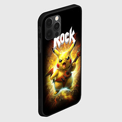 Чехол для iPhone 12 Pro Max Пикачу рокер с электрогитарой, цвет: 3D-черный — фото 2