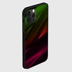 Чехол для iPhone 12 Pro Max Зелено-красные неоновые абстрактные объемные полос, цвет: 3D-черный — фото 2