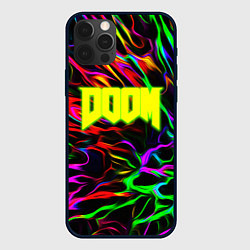 Чехол для iPhone 12 Pro Max Doom optical colors, цвет: 3D-черный