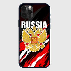 Чехол для iPhone 12 Pro Max Бело-красные разрывы - Россия, цвет: 3D-черный