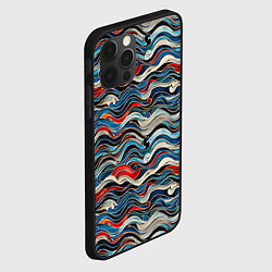 Чехол для iPhone 12 Pro Max Разноцветные абстрактные волны, цвет: 3D-черный — фото 2