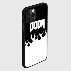 Чехол для iPhone 12 Pro Max Doom fire white, цвет: 3D-черный — фото 2