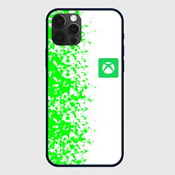 Чехол для iPhone 12 Pro Max Xbox кислотные зеленые краски, цвет: 3D-черный