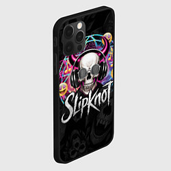 Чехол для iPhone 12 Pro Max Slipknot на фоне черепа демона с рогами в очках, цвет: 3D-черный — фото 2