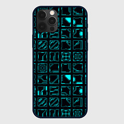 Чехол iPhone 12 Pro Max Квадратные геометрические инженерные синие схемы п