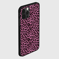Чехол для iPhone 12 Pro Max Шкура леопарда в черно розовую текстуру, цвет: 3D-черный — фото 2