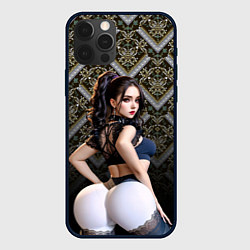 Чехол iPhone 12 Pro Max Сексуальная девушка в белом обтягивающем белье