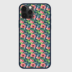 Чехол iPhone 12 Pro Max Маки и синицы паттерн