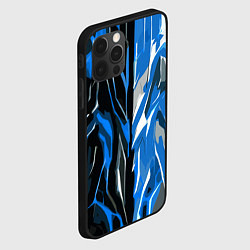 Чехол для iPhone 12 Pro Max Синяя абстракция на чёрно-белом фоне, цвет: 3D-черный — фото 2