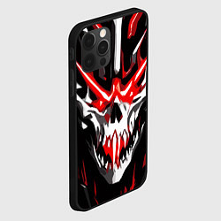 Чехол для iPhone 12 Pro Max Абстрактный белый череп и красные полосы, цвет: 3D-черный — фото 2