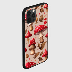 Чехол для iPhone 12 Pro Max Грибные шляпки мухоморов, цвет: 3D-черный — фото 2