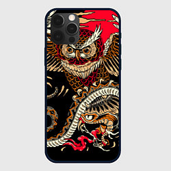 Чехол iPhone 12 Pro Max Сова и змея - японский стиль