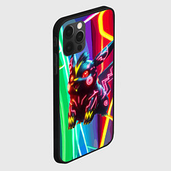 Чехол для iPhone 12 Pro Max Чёрный неоновый Пикачу - нейроарт, цвет: 3D-черный — фото 2