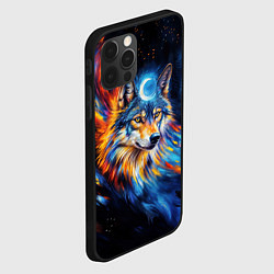 Чехол для iPhone 12 Pro Max Волк и луна - импрессионизм, цвет: 3D-черный — фото 2