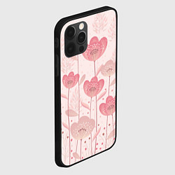 Чехол для iPhone 12 Pro Max Абстрактные цветы в розовом, цвет: 3D-черный — фото 2