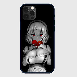 Чехол для iPhone 12 Pro Max Аниме девушка с сердцем в руках, цвет: 3D-черный