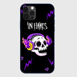 Чехол для iPhone 12 Pro Max In Flames неоновый череп, цвет: 3D-черный