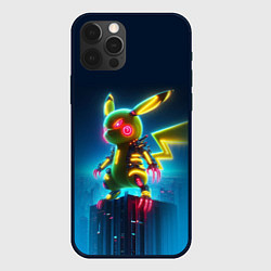 Чехол iPhone 12 Pro Max Кибер Пикачу охотник с когтями - неоновое свечение