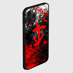 Чехол для iPhone 12 Pro Max Doom - красные краски и лого, цвет: 3D-черный — фото 2