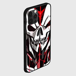 Чехол для iPhone 12 Pro Max Белый череп и красные полосы на чёрном фоне, цвет: 3D-черный — фото 2