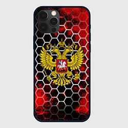 Чехол iPhone 12 Pro Max Герб РФ краски броня