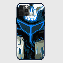 Чехол iPhone 12 Pro Max Blue stripes on a black and white background