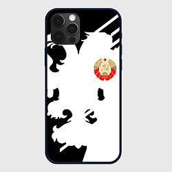 Чехол для iPhone 12 Pro Max СССР текстура герб, цвет: 3D-черный