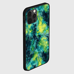 Чехол для iPhone 12 Pro Max Тай-дай текстура - желто-зеленый акцент, цвет: 3D-черный — фото 2