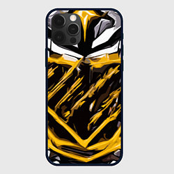 Чехол для iPhone 12 Pro Max Yellow and white abstraction on a black background, цвет: 3D-черный