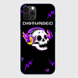 Чехол iPhone 12 Pro Max Disturbed неоновый череп