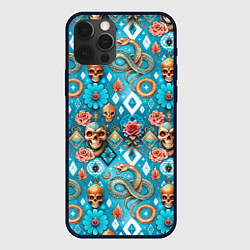Чехол для iPhone 12 Pro Max Паттерн змеи и черепа, цвет: 3D-черный