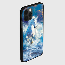 Чехол для iPhone 12 Pro Max Белая лошадь и морская волна, цвет: 3D-черный — фото 2