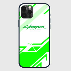 Чехол iPhone 12 Pro Max Cyberpunk 2077 geometry green