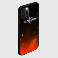 Чехол для iPhone 12 Pro Max Warhammer 40000 space marine 2 logo fire, цвет: 3D-черный — фото 2